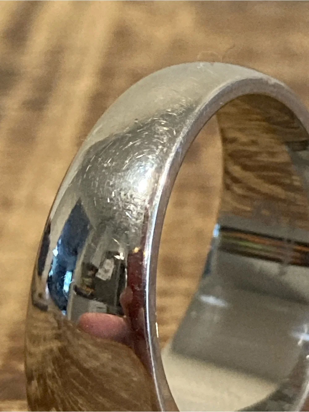 Mens Steel & 14K Gold Diagonal Stripe Signet Style Ring Size 10.25 China